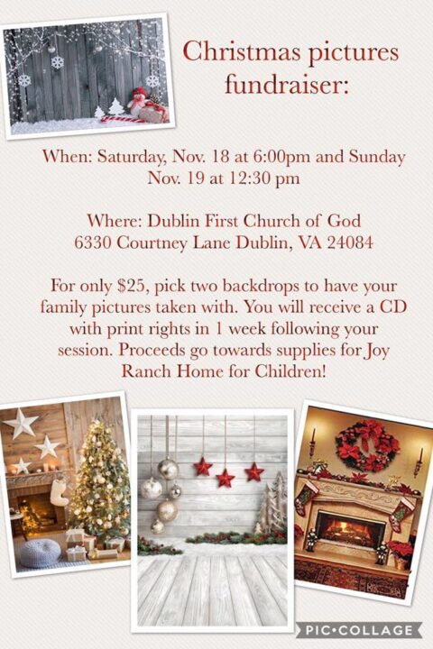 Christmas Pictures Fundraiser at Dublin First Church of God