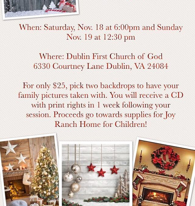 Christmas Pictures Fundraiser at Dublin First Church of God